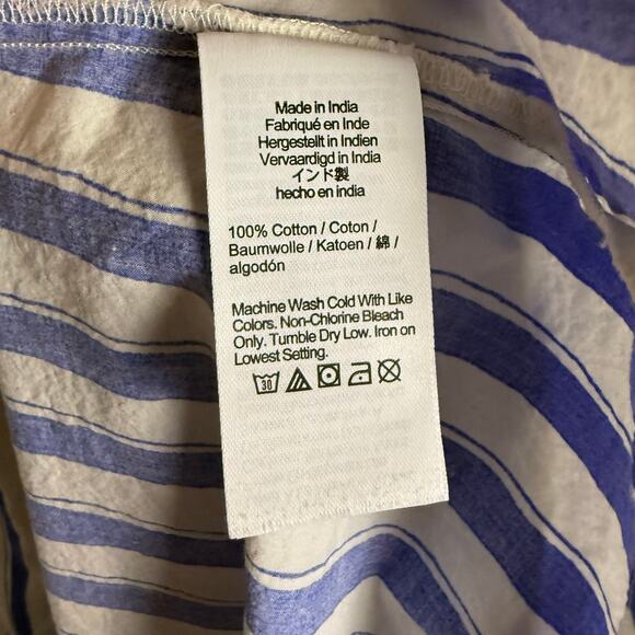 Madewell Ruffle A-Line Blue White Striped Poplin Coastal Beach Midi Dress XXS - Picture 12 of 12